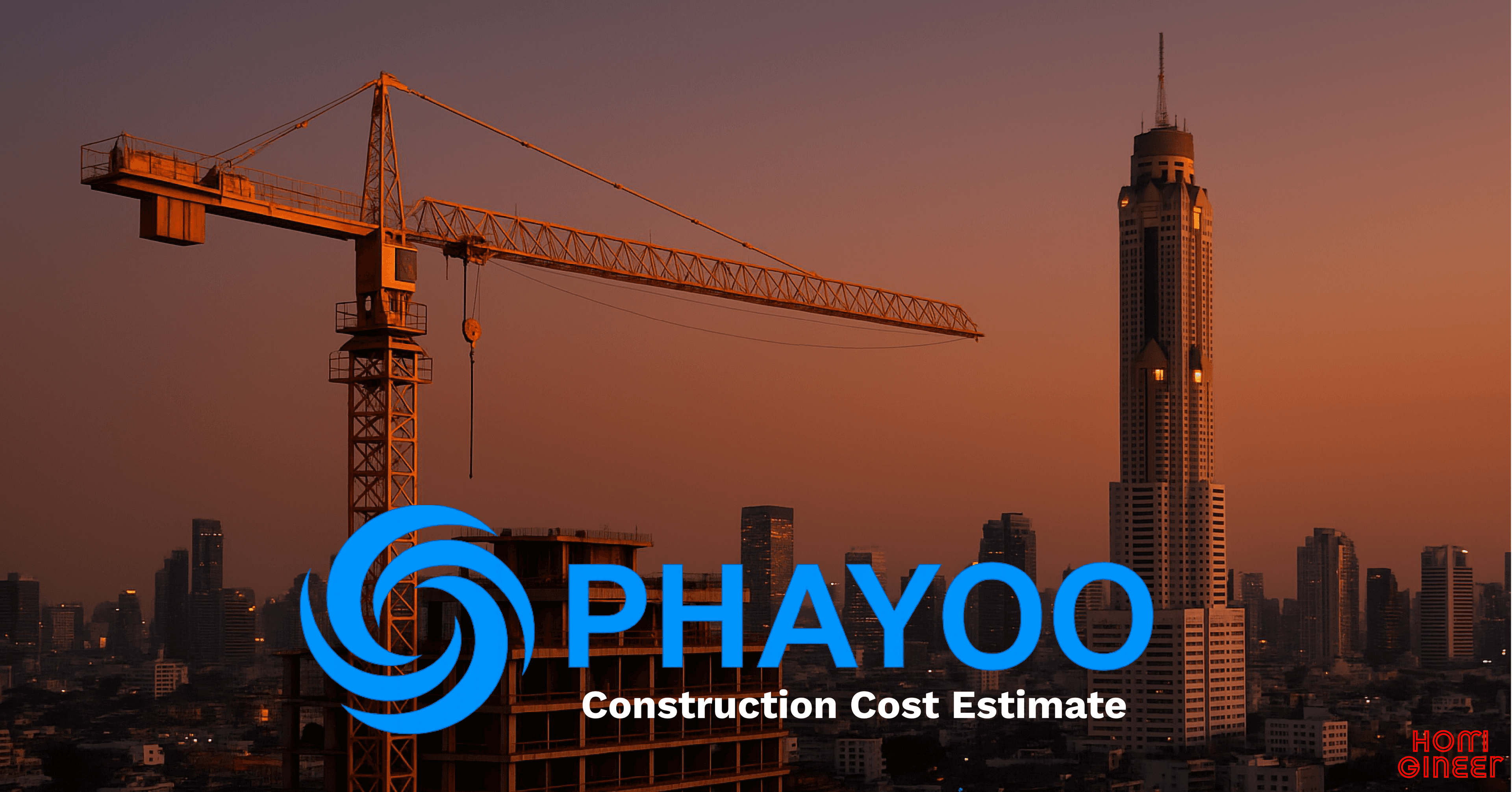 Construction crane over Bangkok skyline